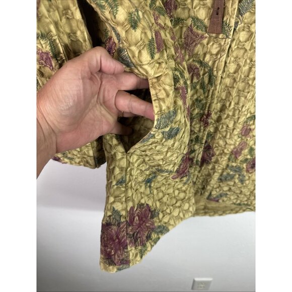 Soft Surroundings Women's Plus 2X Embroidered Single Toggle Jacket Gold Floral - Picture 6 of 14